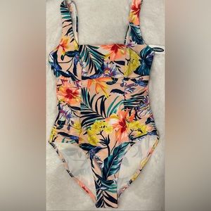 NWT Square-Neck Floral One Piece Swimsuit